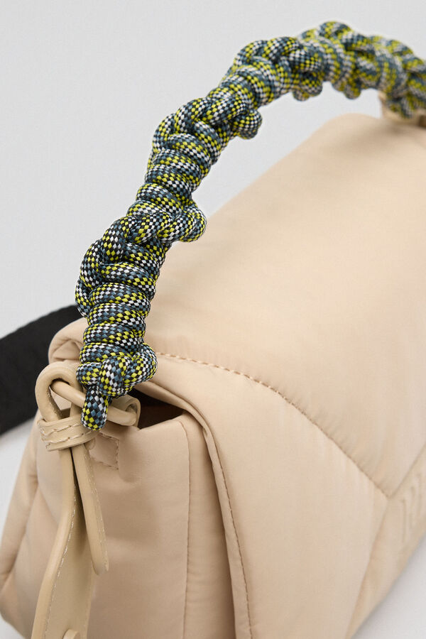 Pedro del Hierro Nylon shoulder bag with new logo volume Beige