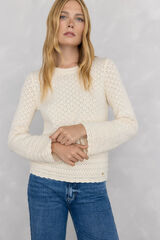 Pedro del Hierro Openwork fantasy sweater with flared sleeve Ecru