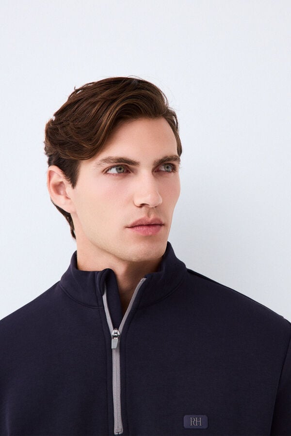 Pedro del Hierro Sweatshirt t&eacute;cnica de golfe gola camionista Azul