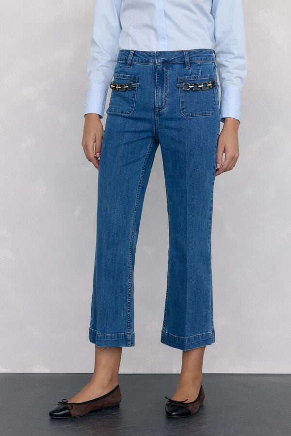 Pedro del Hierro Cropped flare jeans Blue