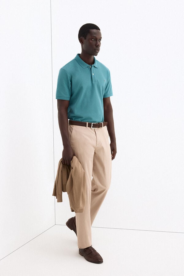 Pedro del Hierro Basic piqu&eacute; polo shirt Turquoise