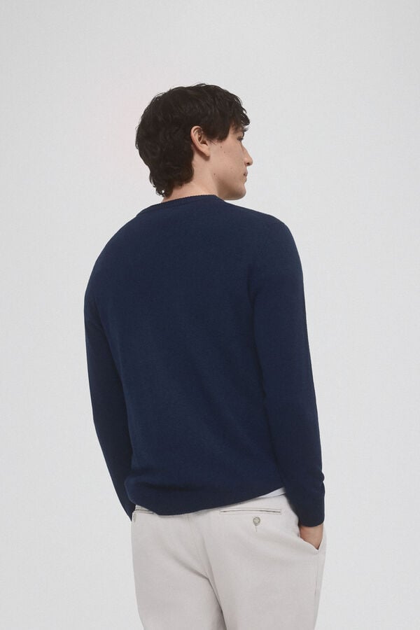 Pedro del Hierro Jersey lana cashmere cuello redondo Azul