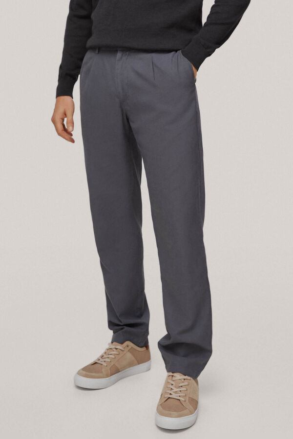 Pedro del Hierro Regular fit darted chino trousers Grey