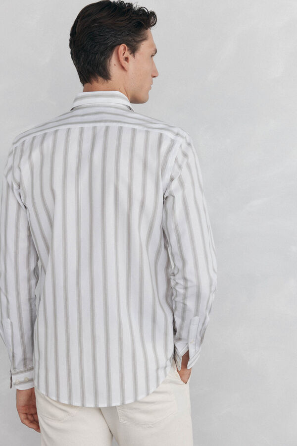 Pedro del Hierro Striped poplin shirt Green