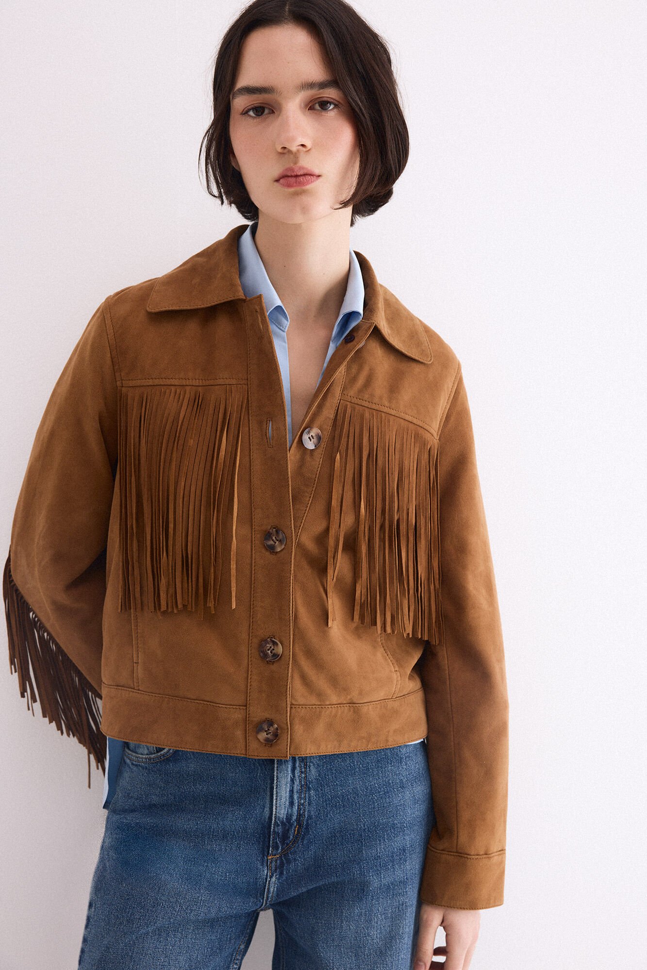 Pedro del Hierro Suede fringed jacket