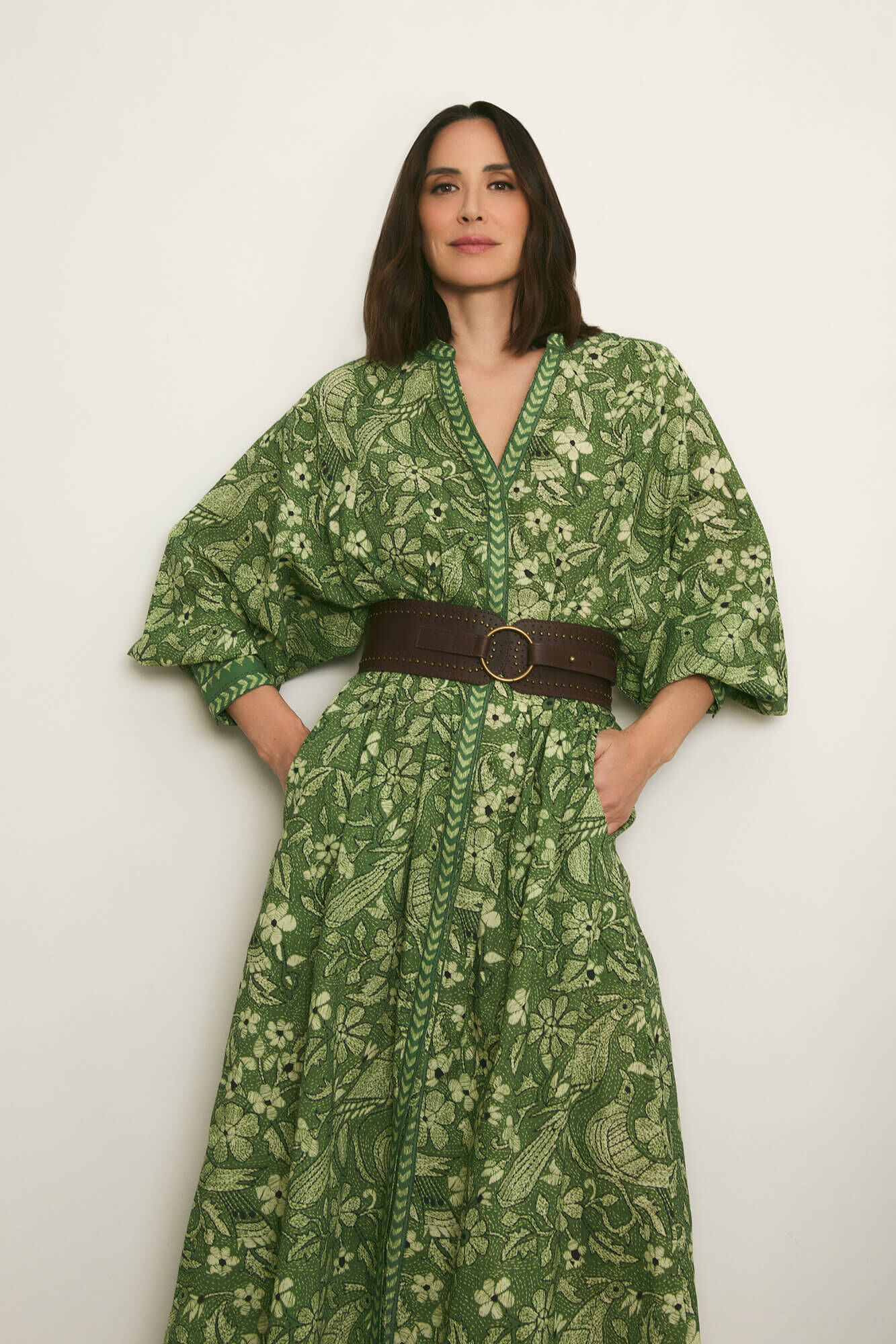 TFP by Tamara Falc&oacute; Vestido estampado con cenefa