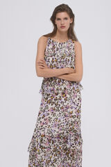 Pedro del Hierro print ruffle dress Ivory