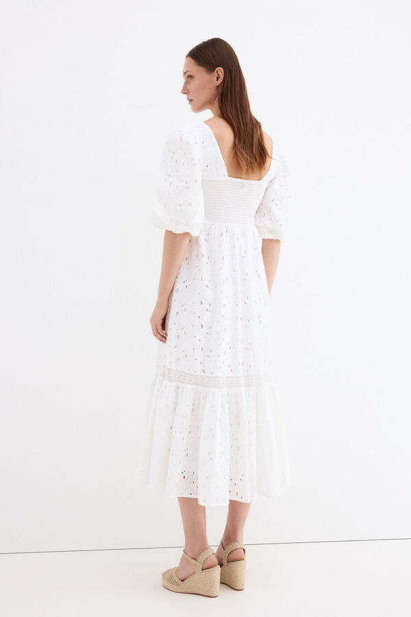 Pedro del Hierro Embroidered cotton dress White
