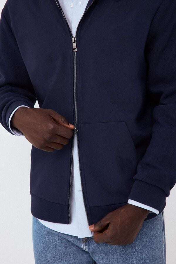 Pedro del Hierro Hooded technical cardigan Blue