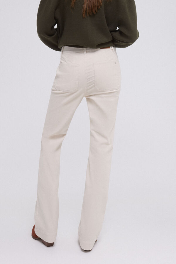 Pedro del Hierro Full length micro corduroy flare pants Beige