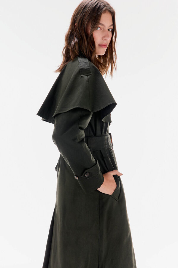 TFP by Tamara Falcó Long waxed trench coat Green
