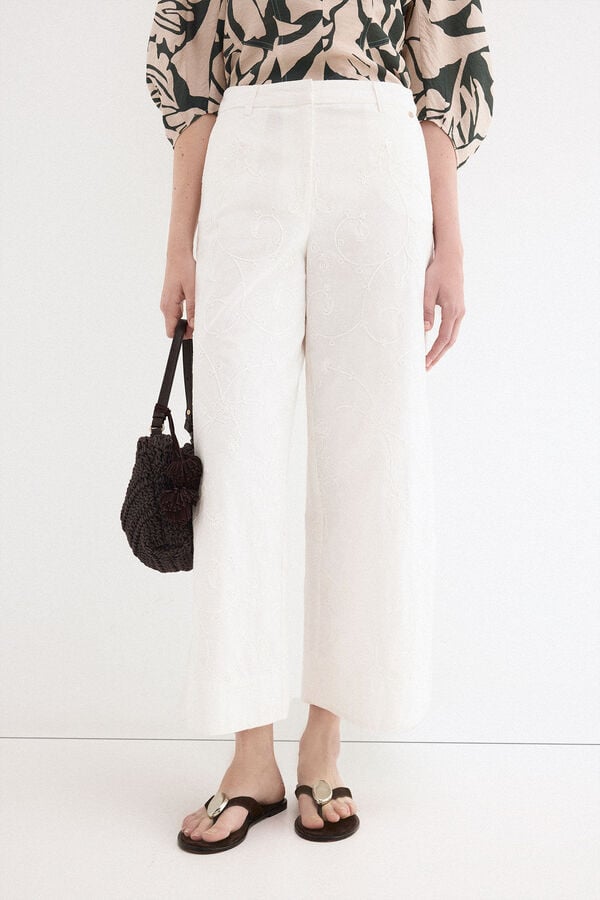 Pedro del Hierro Classic wide flare trousers White