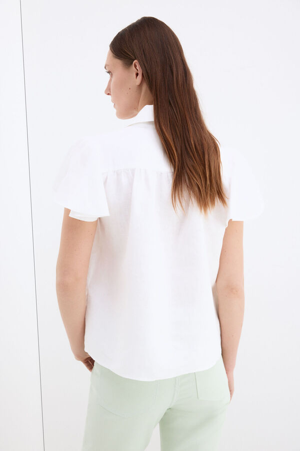 Pedro del Hierro Blusa lino manga corta Blanco