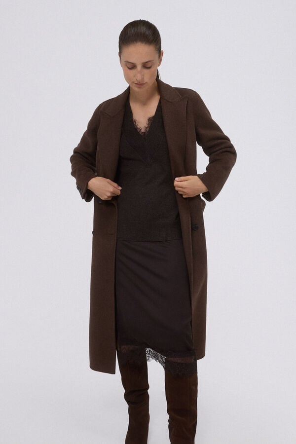 Pedro del Hierro Double-faced coat with cross-over Beige