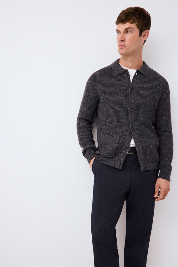 Pedro del Hierro Italian premium yarn knit cardigan Grey