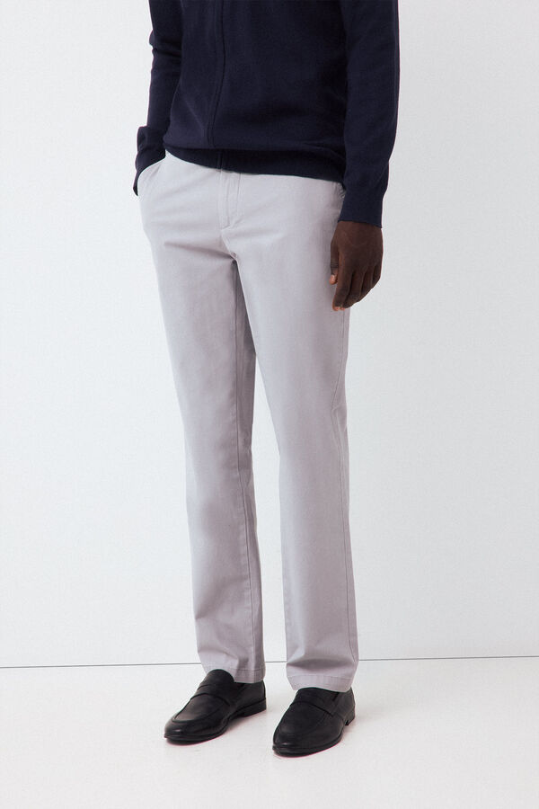 Pedro del Hierro Twill light regular dress chinos Grey