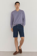 Pedro del Hierro Premium cotton fine jersey-knit V neck Purple