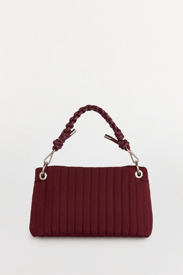 Pedro del Hierro Nylon shoulder bag with zip fastening and drawstring handle Burgundy