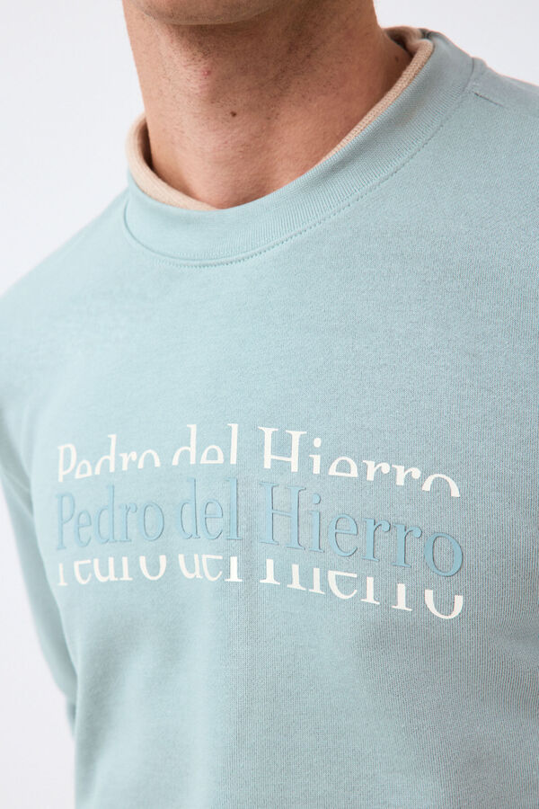 Pedro del Hierro Crew neck logo sweatshirt Turquoise