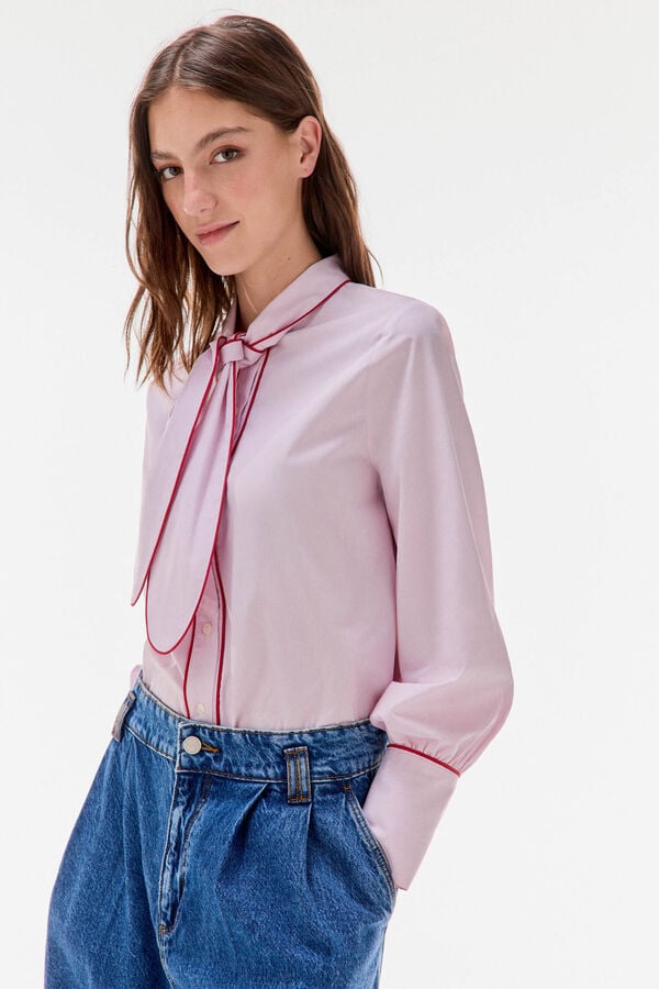 TFP by Tamara Falcó Striped shirt with bow or tie Burgundy