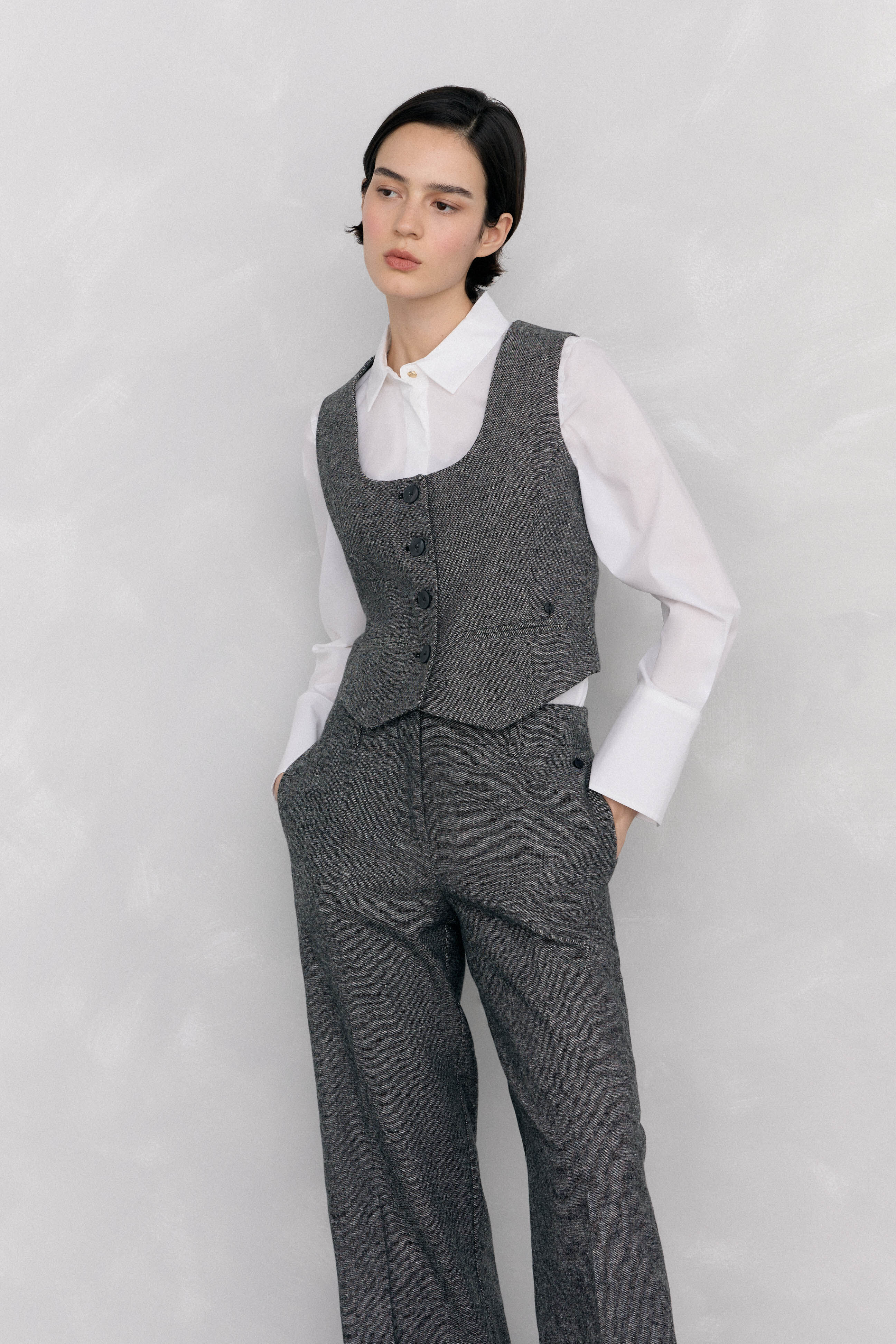 Pedro del Hierro Fitted cheviot vest