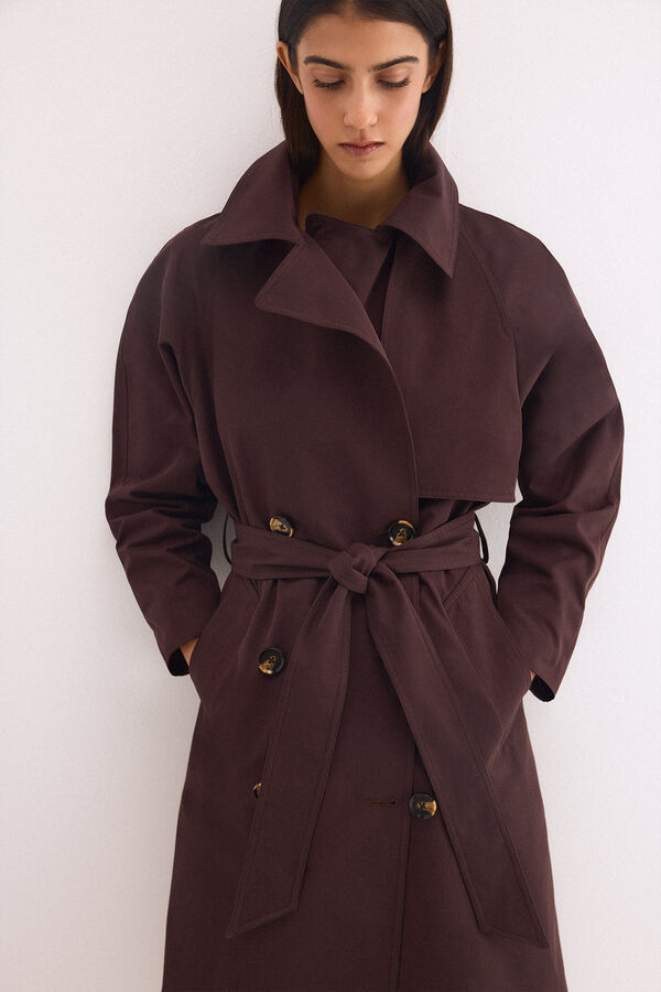Pedro del Hierro Long plain trench coat Brown