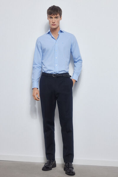 Pedro del Hierro camisa formal quadrados non iron + antimanchas slim fit Azul