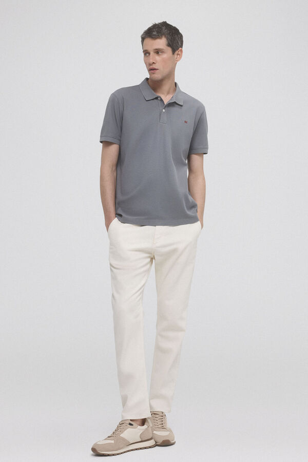 Pedro del Hierro Slim basic polo shirt with embroidered logo Grey