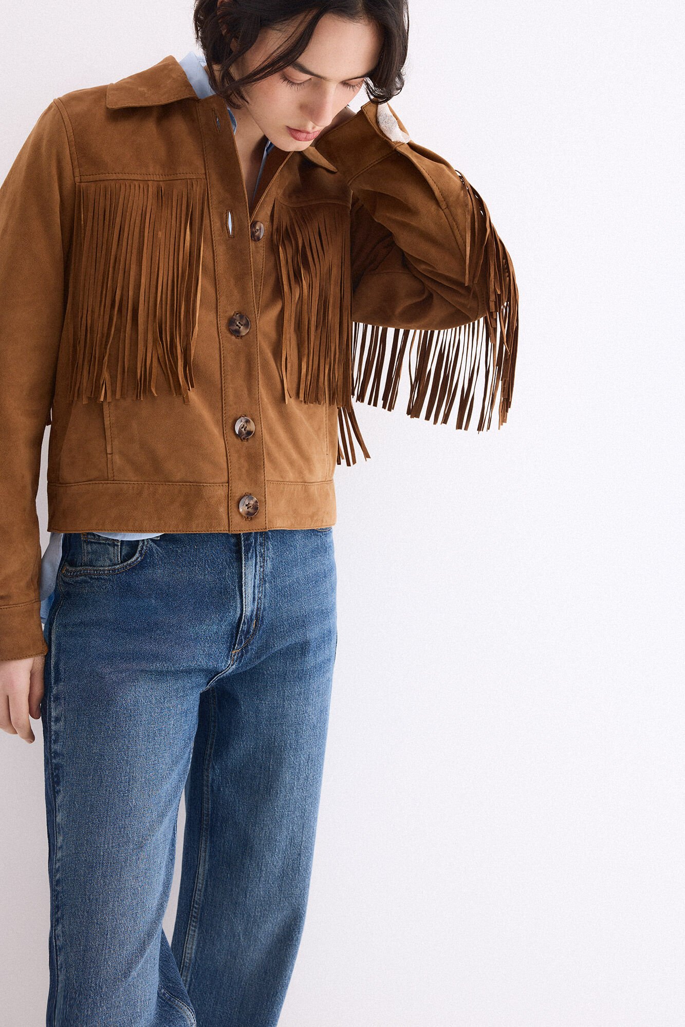Pedro del Hierro Suede fringed jacket