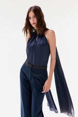 TFP by Tamara Falcó Top com laçada liso Azul