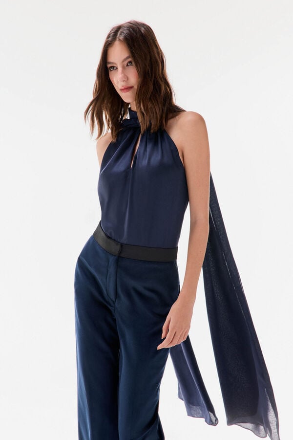 TFP by Tamara Falcó Top com laçada liso Azul