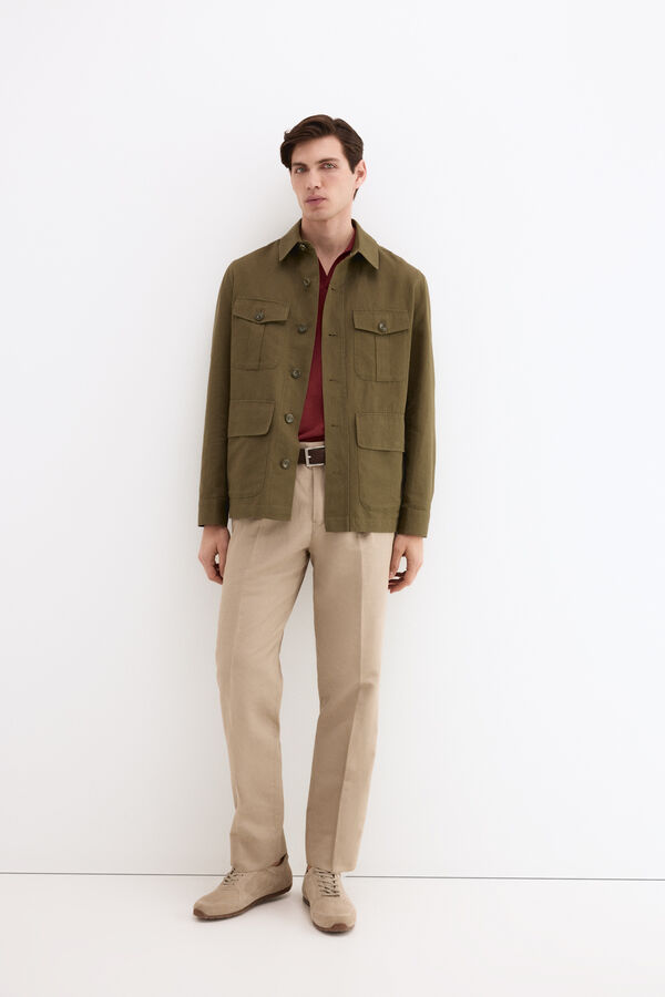 Pedro del Hierro Linen blend overshirt Green