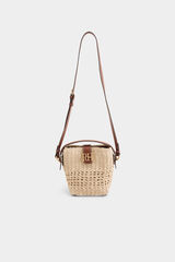Pedro del Hierro Mala cubo logo efeito r&aacute;fia Ecru