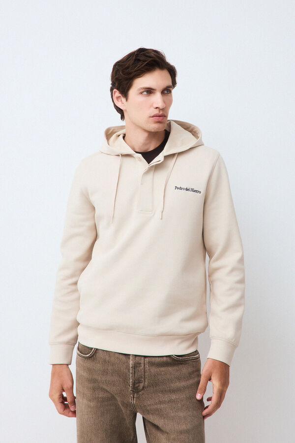 Pedro del Hierro Hooded logo sweatshirt Beige