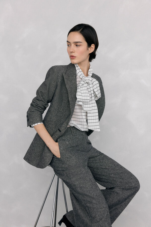 Pedro del Hierro Pantalón recto cheviot Gris