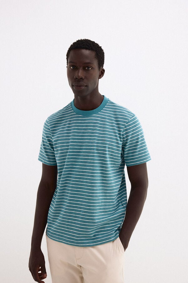 Pedro del Hierro Striped T-shirt Turquoise