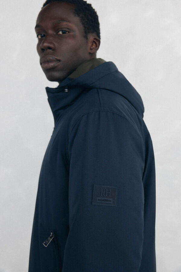 Pedro del Hierro Zip fastening jacket with hood Blue