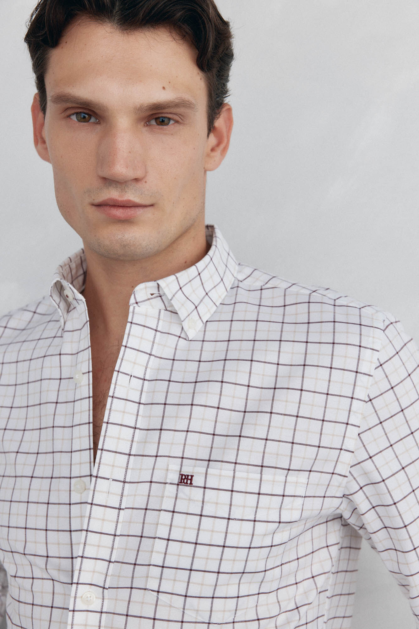 Pedro del Hierro Checked non-iron Oxford shirt
