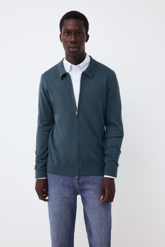 Cárdigan premium algodón seda cashmere cremallera