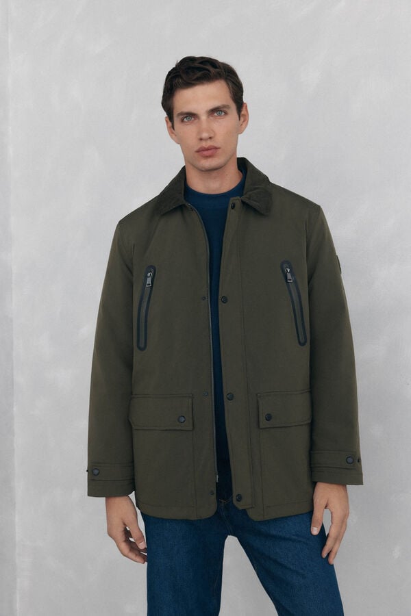 Pedro del Hierro Water-repellent zip fastening jacket Green