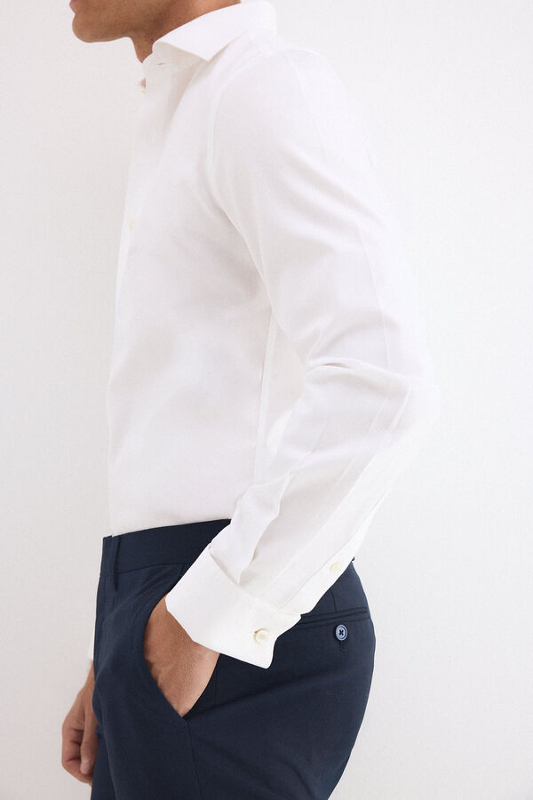 Pedro del Hierro Plain slim fit non-iron stain-resistant French cuff shirt White