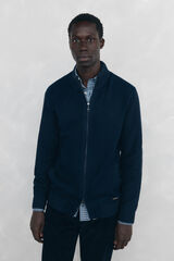 Pedro del Hierro Premium Christmas cotton cardigan with zip fastening fastening Blue