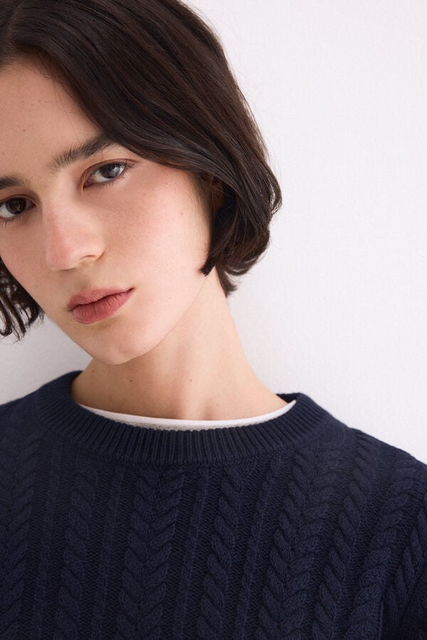 Pedro del Hierro Cross-knit cropped jumper Blue