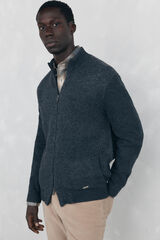 Pedro del Hierro Premium Christmas cotton cardigan with zip fastening fastening Grey