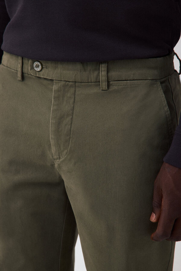 Pedro del Hierro Twill light regular dress chinos Green