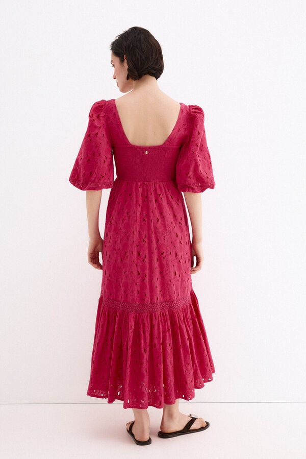 Pedro del Hierro Embroidered cotton dress Pink
