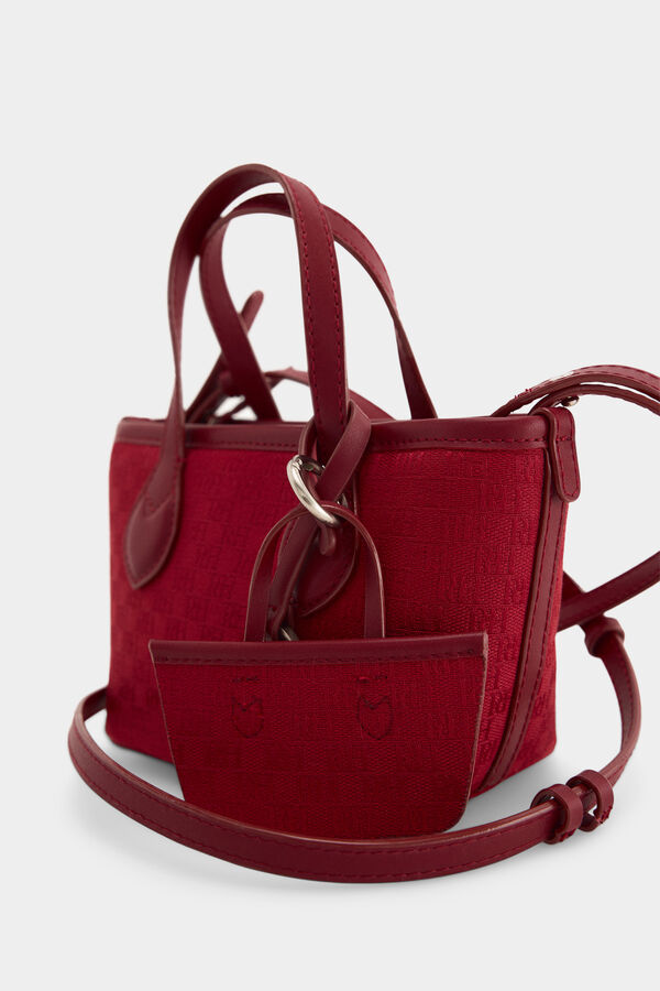 Pedro del Hierro Mala tote bag mini jacquard Bordeaux