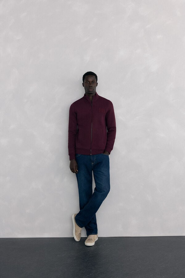 Pedro del Hierro Technical fabric cardigan Burgundy