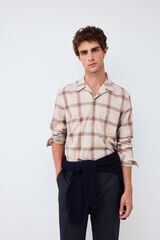 Pedro del Hierro Plaid camp collar shirt Beige