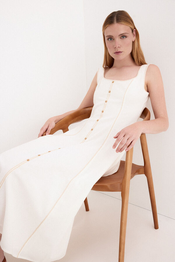 Pedro del Hierro Vestido sin mangas detalle botones Blanco